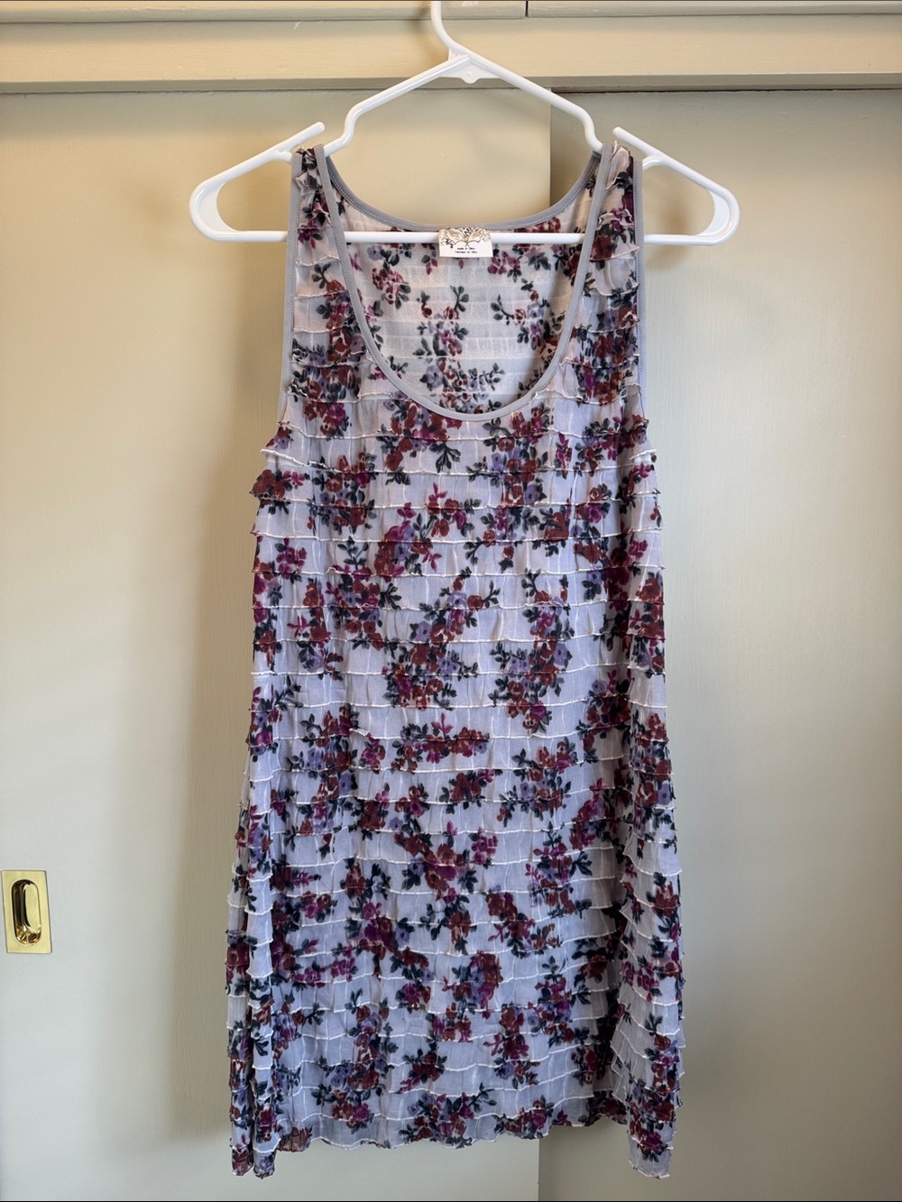 Free People Lavender Sleeveless Floral Tiered Dress